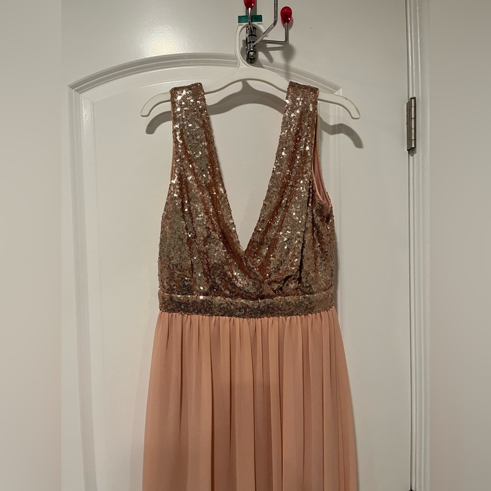 Lulu’s Rose Gold Sequin Prom Dress